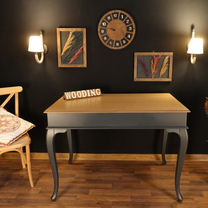 Wooding 120 Cm Masif Antrasit Naturel Yemek Masası