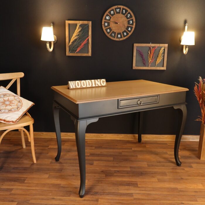 Wooding 120 Cm Masif Siyah Naturel Çalışma Masası
