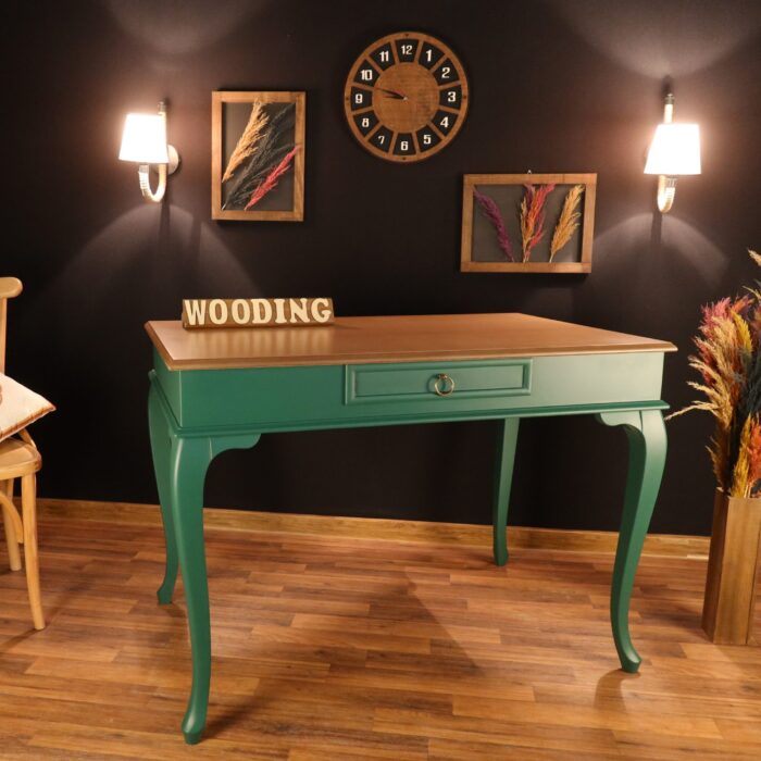 Wooding 120 Cm Masif Yeşil Naturel Çalışma Masası