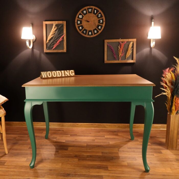 Wooding 120 Cm Masif Yeşil Naturel Yemek Masası