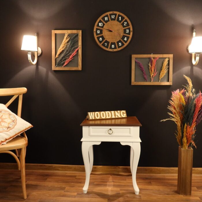 Wooding Masif Beyaz Ceviz Komodin Telefonluk