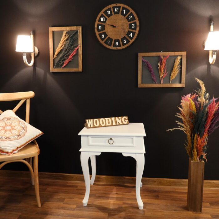 Wooding Masif Beyaz Komodin Telefonluk