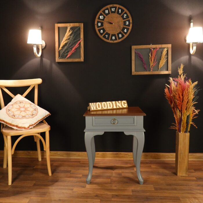 Wooding Masif Gri Ceviz Komodin Telefonluk