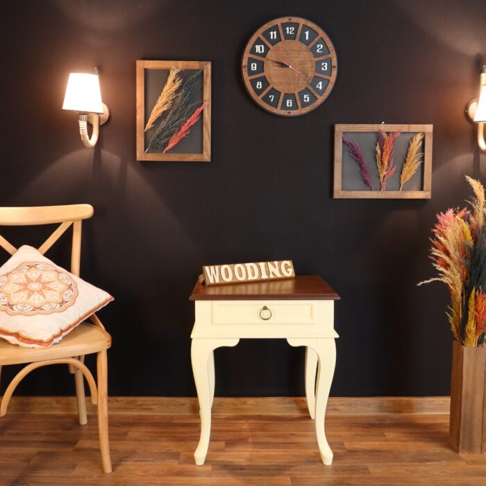 Wooding Masif Krem Ceviz Komodin Telefonluk