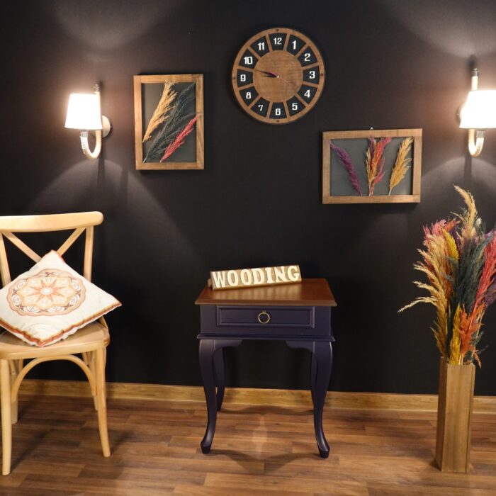 Wooding Masif Lacivert Ceviz Komodin Telefonluk