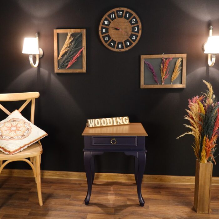 Wooding Masif Lacivert Naturel Komodin Telefonluk