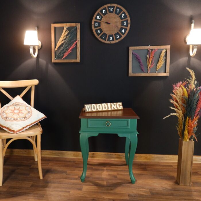 Wooding Masif Yeşil Ceviz Komodin Telefonluk