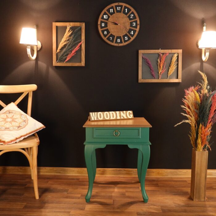 Wooding Masif Yeşil Naturel Komodin Telefonluk