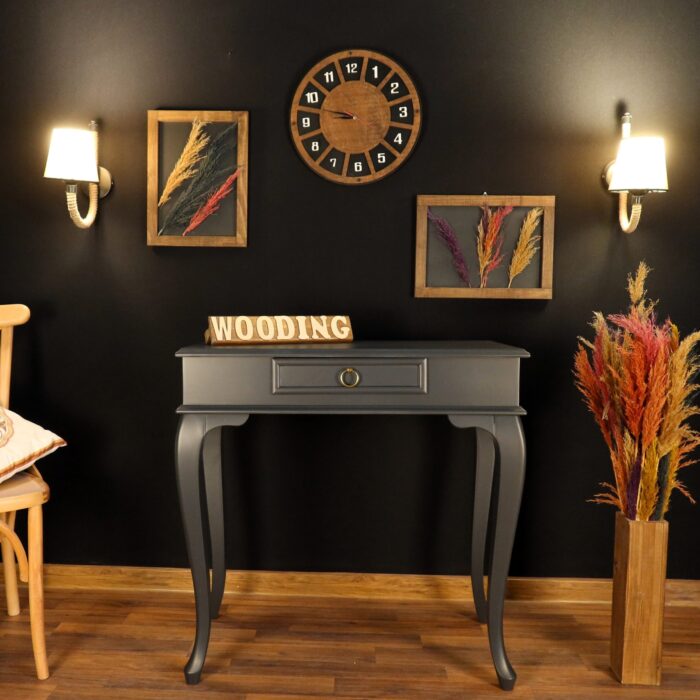 Wooding Mobilya 80 Cm Çekmeceli Masif Antrasit Dresuar